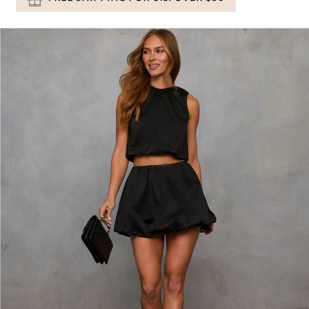 Vici Bubble Hem Black Two-Piece Set